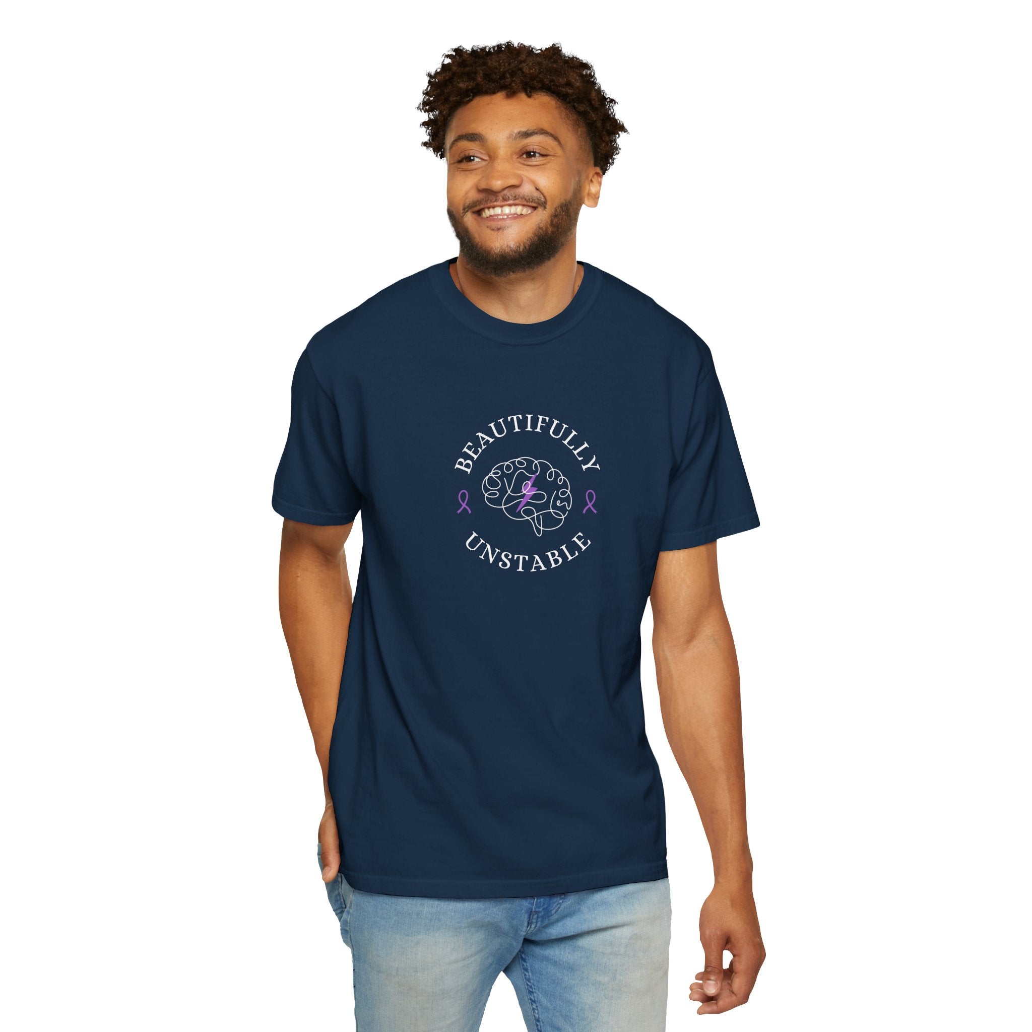 Beautifully Unstable Unisex T-Shirt – Epilepsy Awareness Purple Ribbon Tee