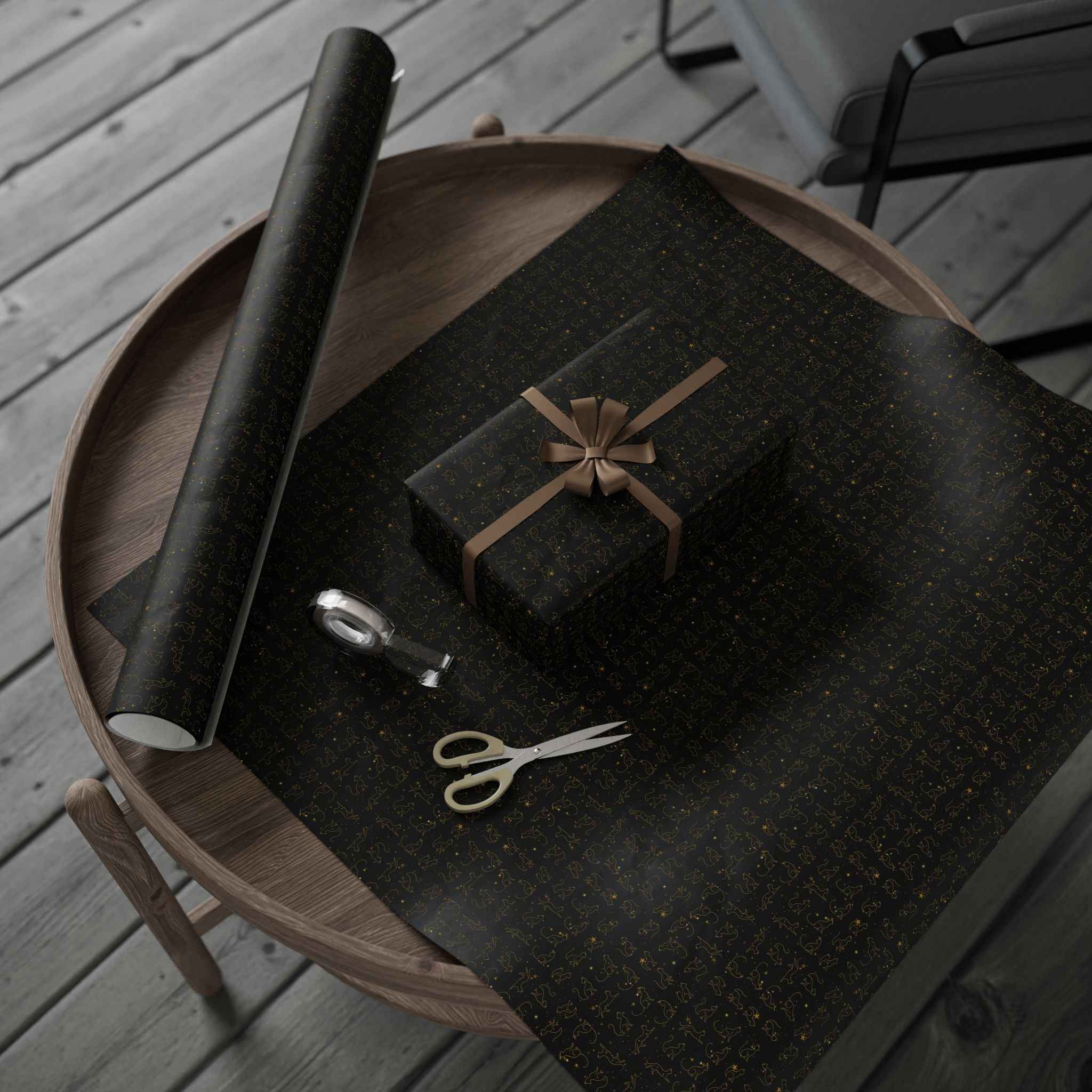 Gold Foil Line-Art Cats Gift Wrap – Elegant All-Purpose Wrapping Paper