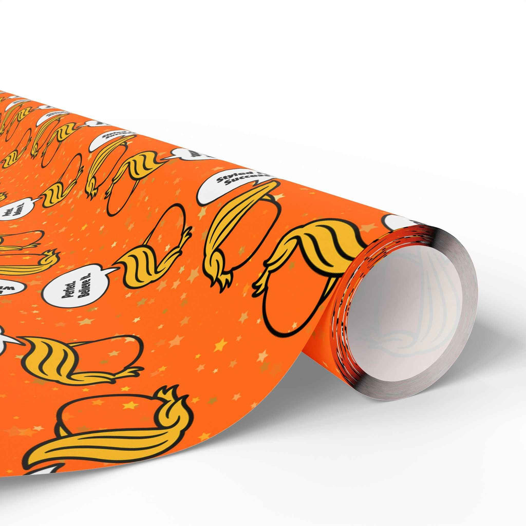 “Styled for Success” Parody Gift Wrap – Blonde Whoosh & Gold Stars