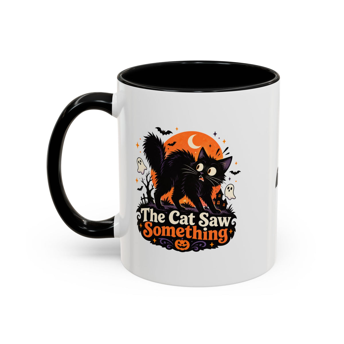 The Cat Saw Something Halloween Black Cat Accent Mug