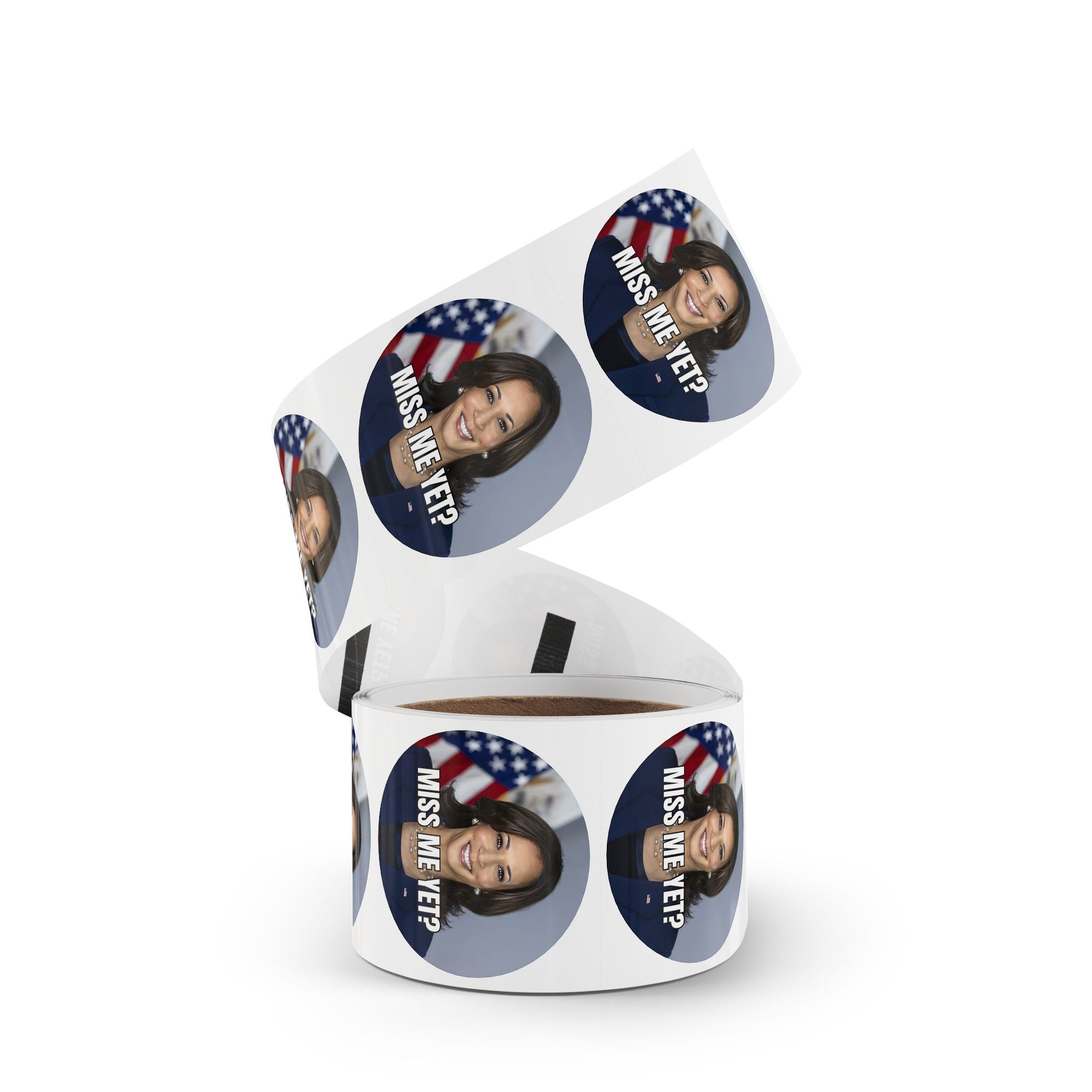 Political Round Sticker Rolls - Kamala 'Miss Me Yet?'