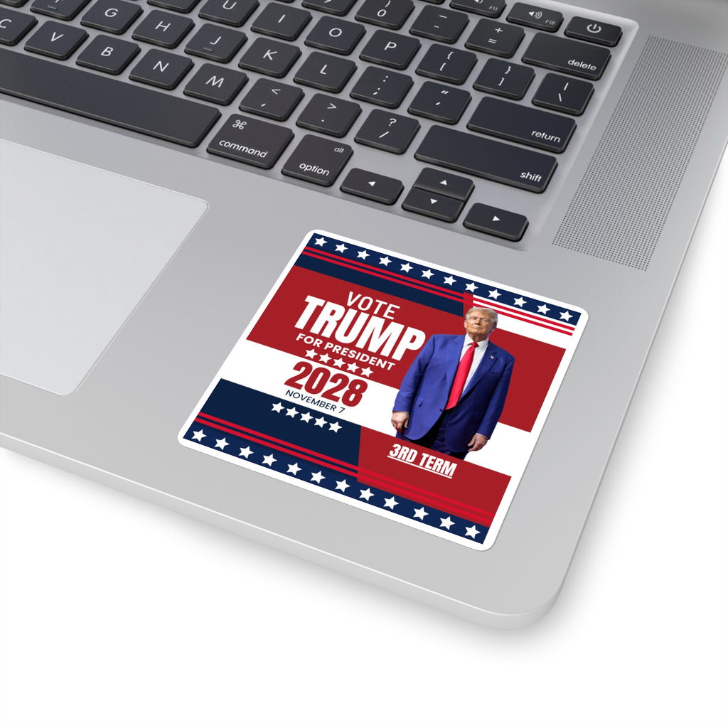 Vote Trump 2028 Campaign Square Stickers - 3rd Term Election Merchandise
