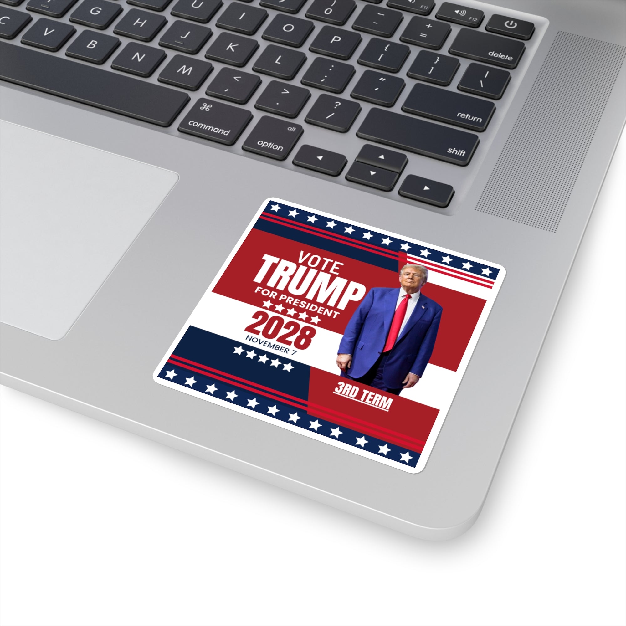 Vote Trump 2028 Campaign Square Stickers - 3rd Term Election Merchandise