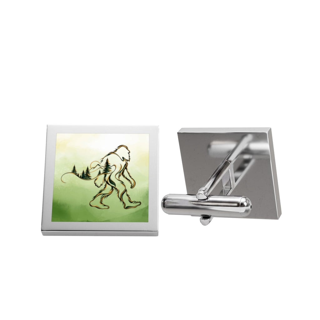 Bigfoot Forest Cufflinks – Artistic Sasquatch Woodland Design