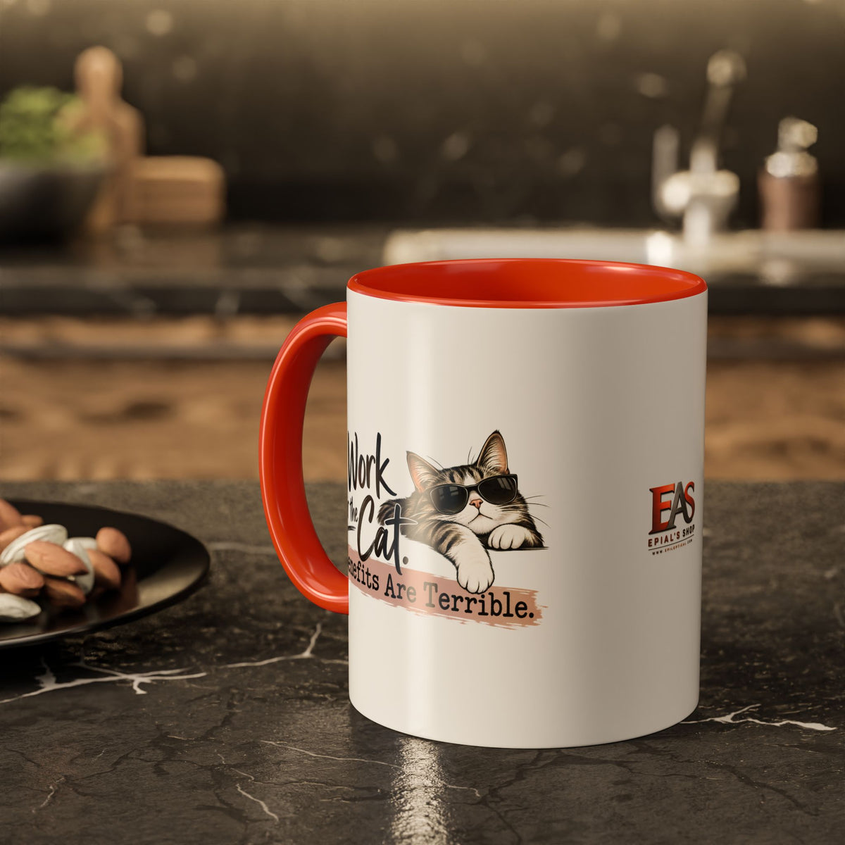 I Work for the Cat Coffee Mug | Funny Cat Lover Ceramic Mug (11oz/15oz)