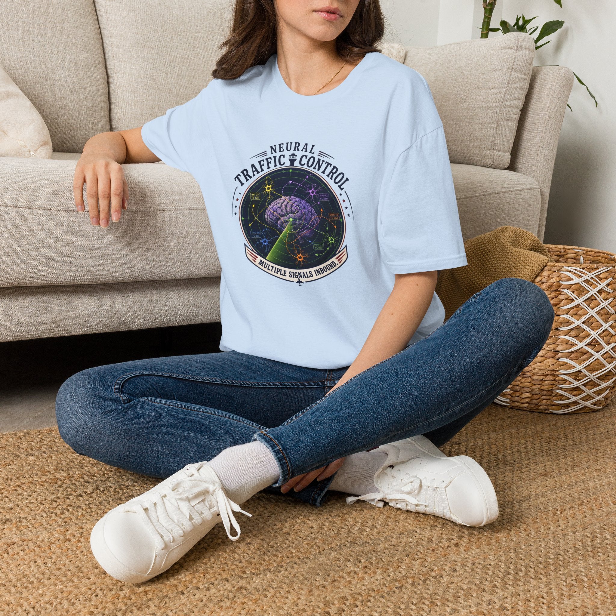 Neural Traffic Control T-Shirt | Brain Radar Graphic Tee