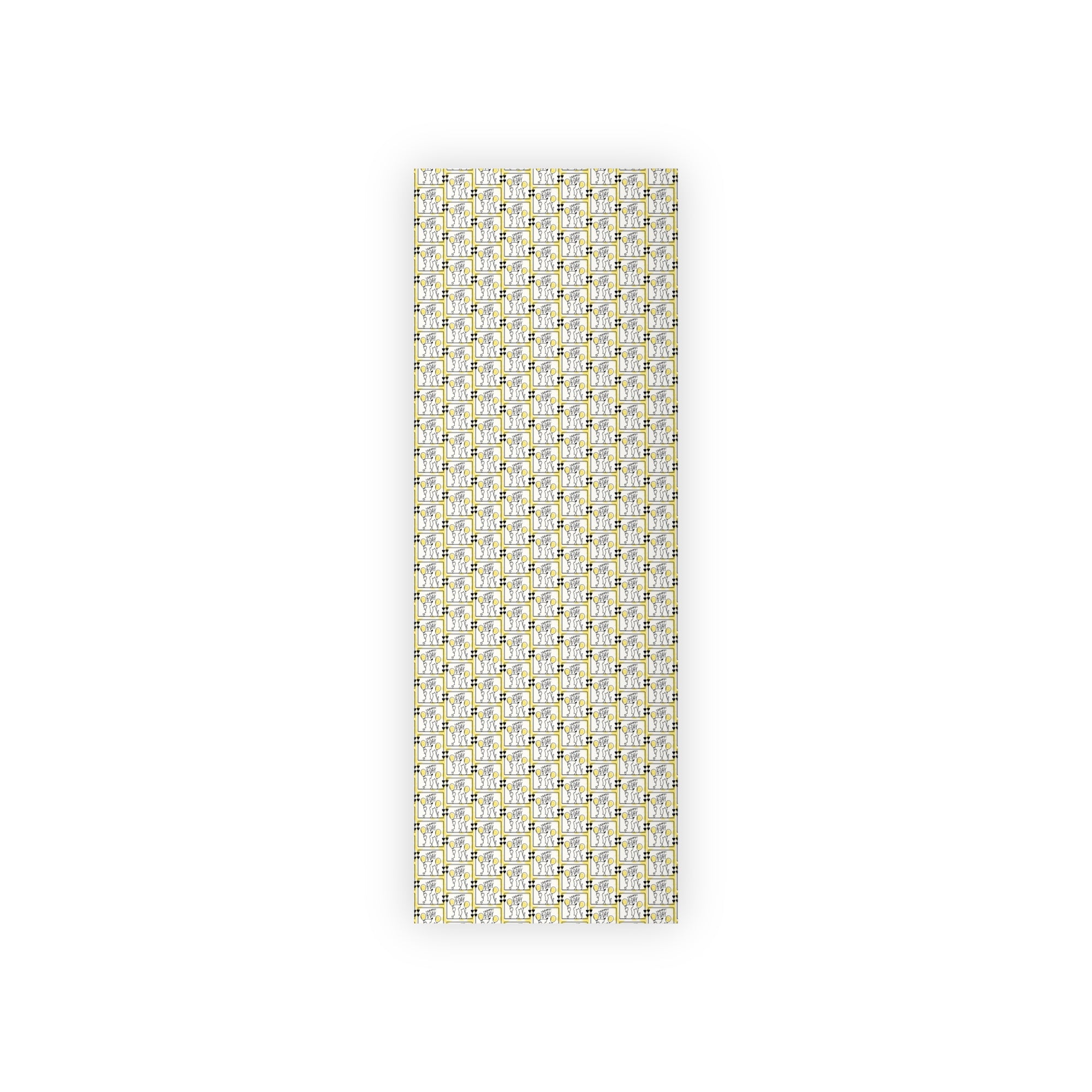 Dog & Cat Black & Yellow Birthday Gift Wrapping Paper Rolls, 1pc