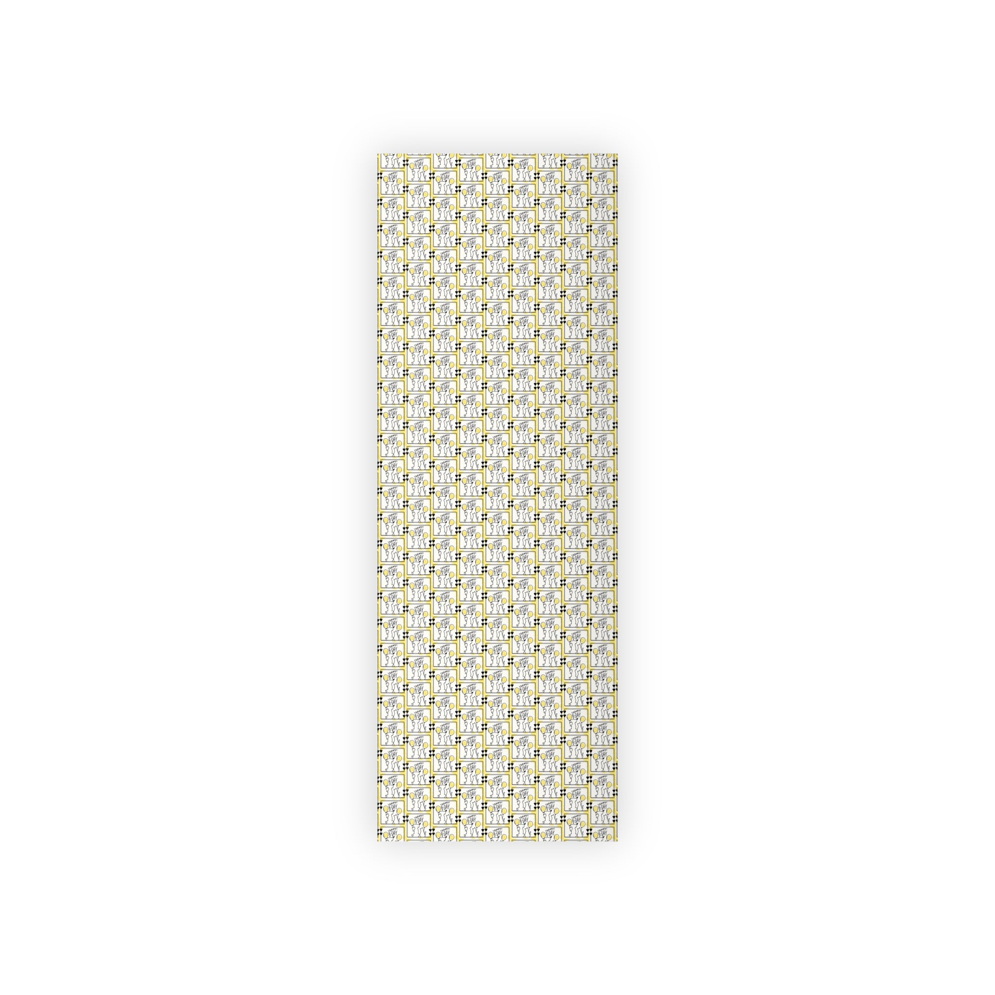 Dog & Cat Black & Yellow Birthday Gift Wrapping Paper Rolls, 1pc - EpiAl's Shop