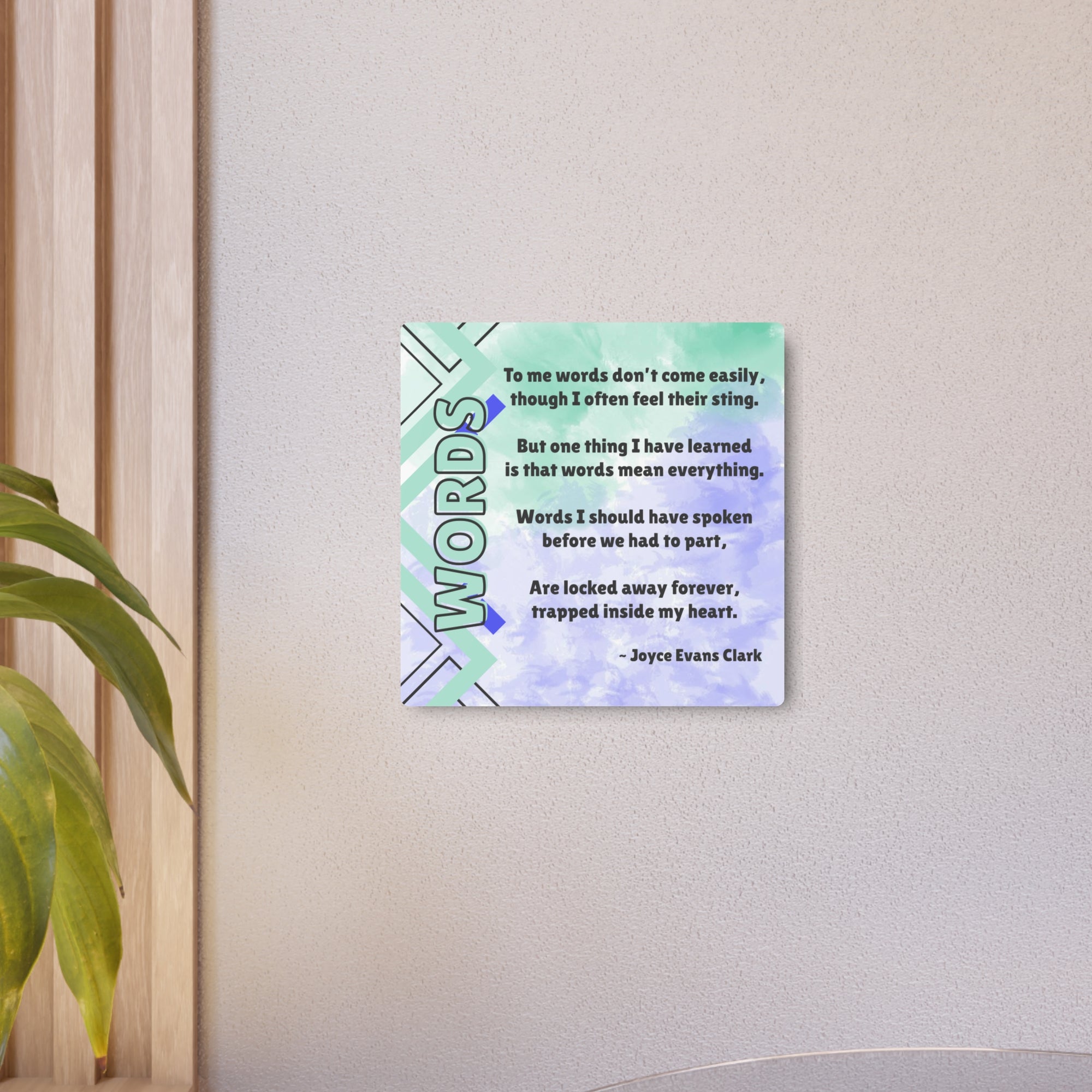 Words Poetry Metal Wall Art Sign, by JEC