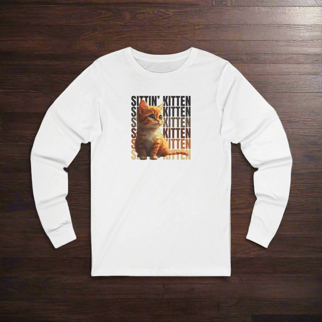 Sittin' Kitten Long Sleeve Cat Lover Tee