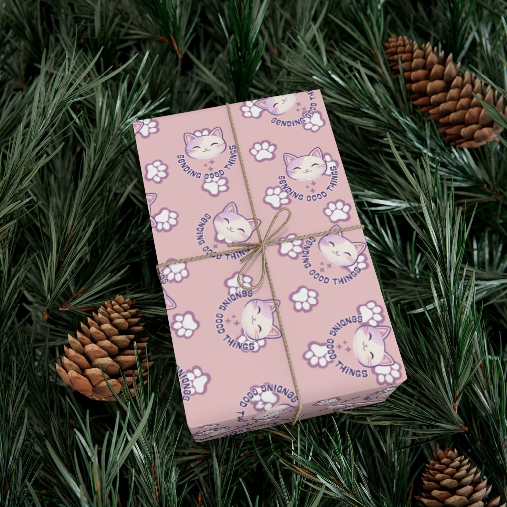 Smiling Cat Pattern Gift Wrap | All-Purpose Wrapping Paper