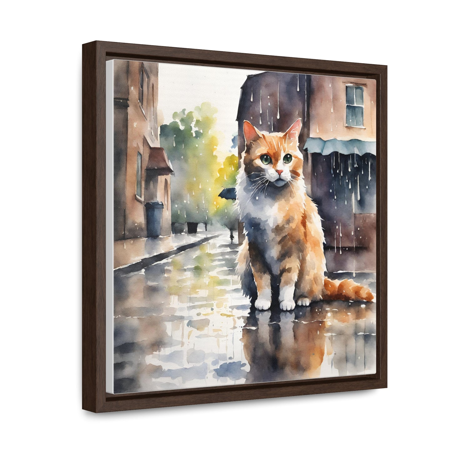 Watercolor Cat Gallery Canvas Wraps, Square Frame - Canvas - Epileptic Al’s Shop