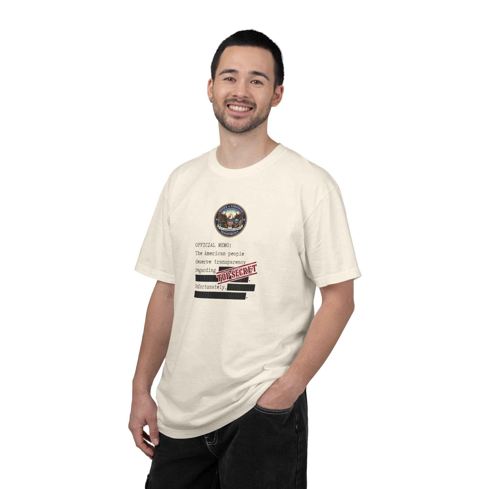 Official Memo “Top Secret” Unisex T-Shirt – Redacted Transparency Graphic Tee