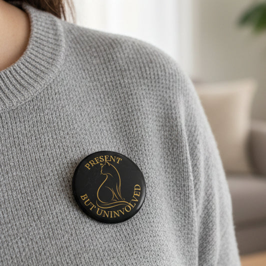 Present, But Uninvolved Cat Pinback Button