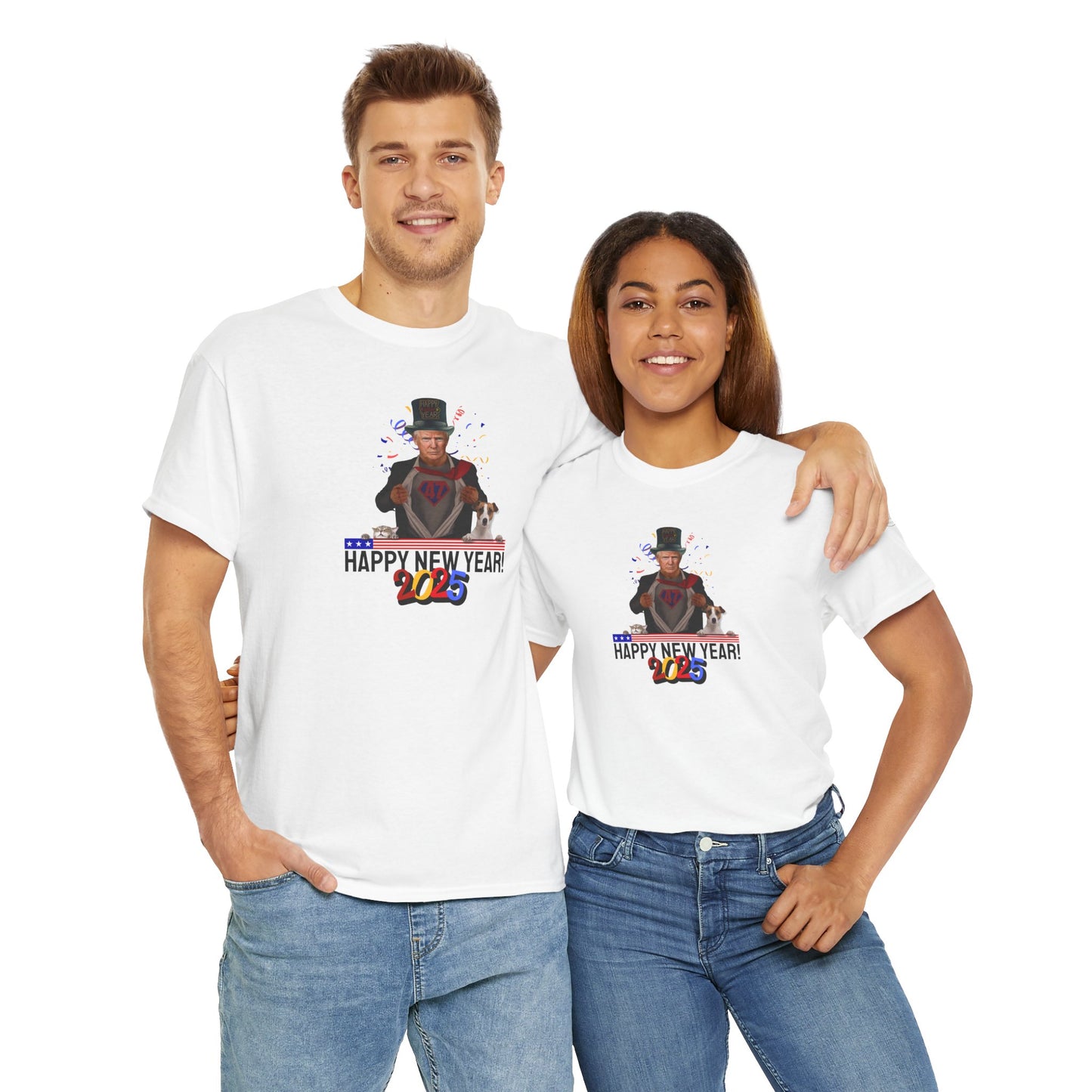 Trump Happy New Year 2025 Unisex Heavy Cotton Tee