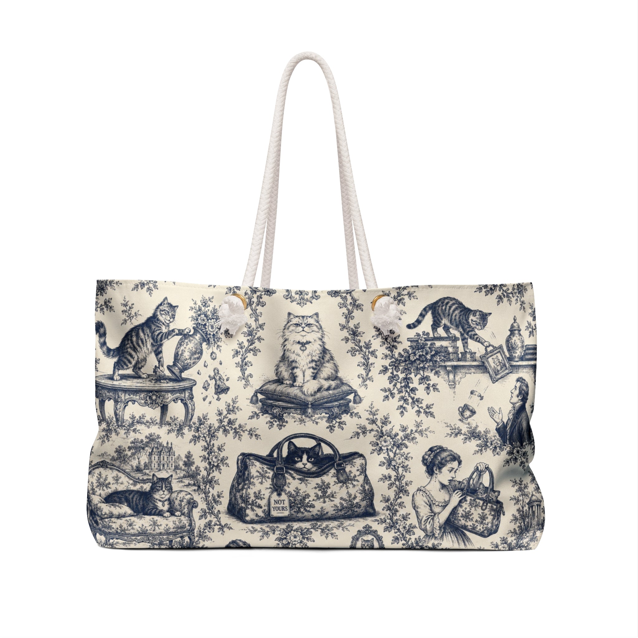 Not Yours Cat Toile Weekender Bag