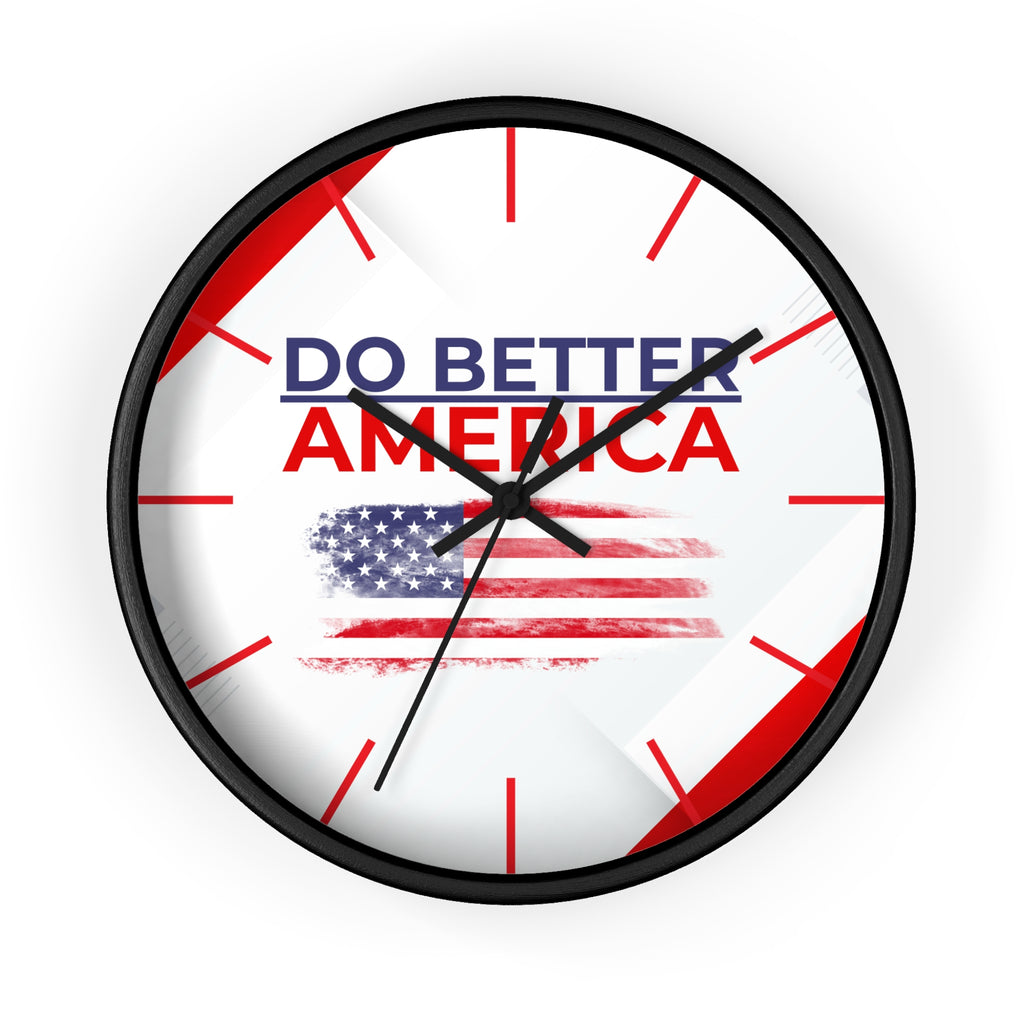 Do Better America Patriotic Silent Wall Clock – 10" Wood Frame Flag Clock
