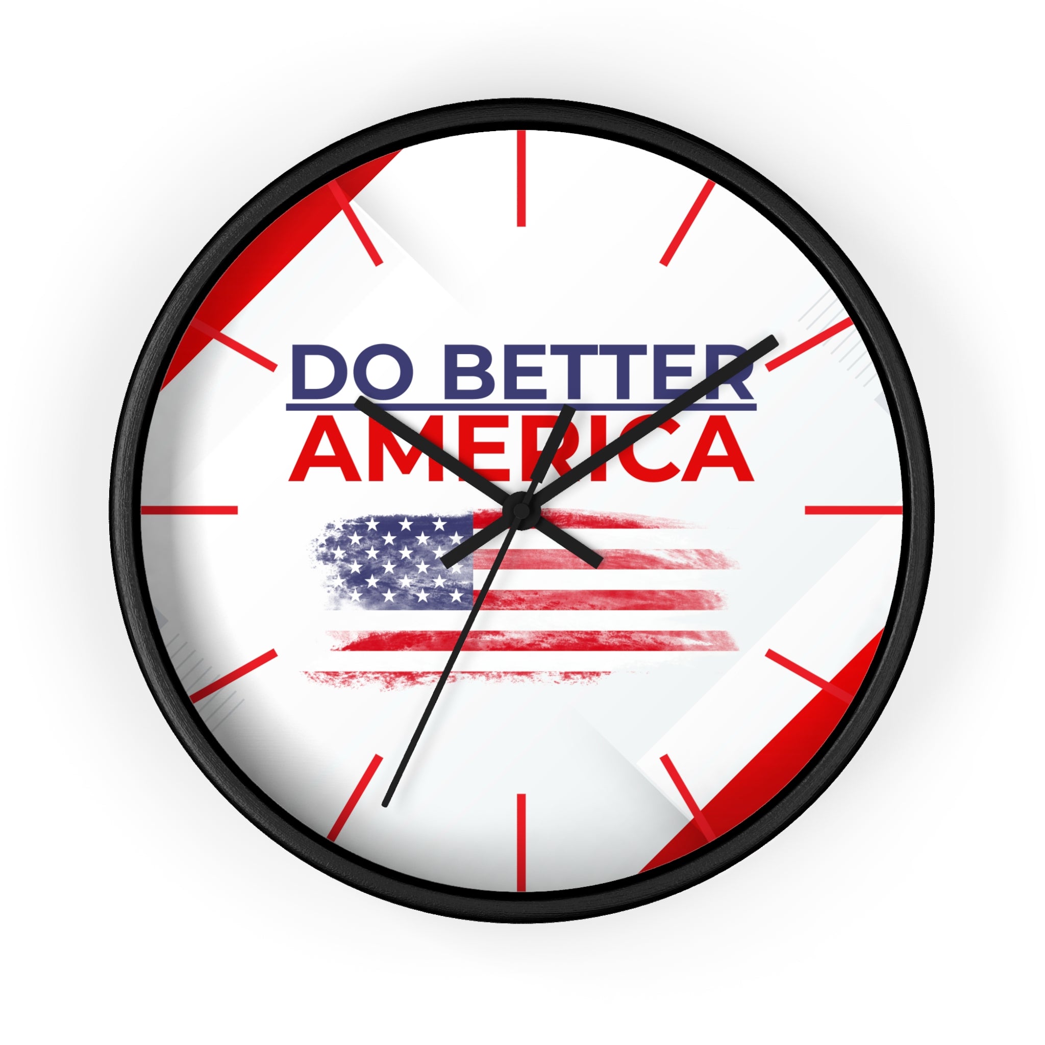 Do Better America Patriotic Silent Wall Clock – 10" Wood Frame Flag Clock