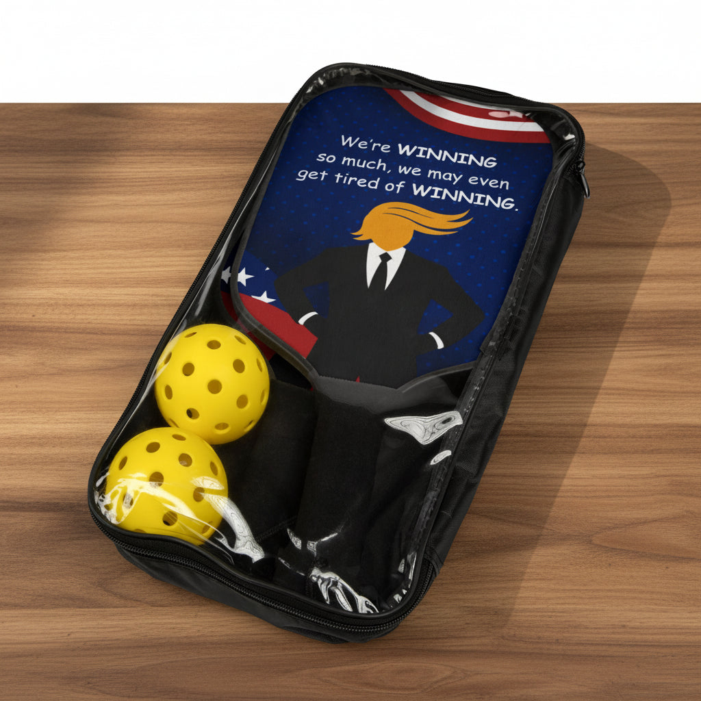 We’re Winning (So Much) – Patriotic Pickleball Paddle Set (2 Paddles + Balls)