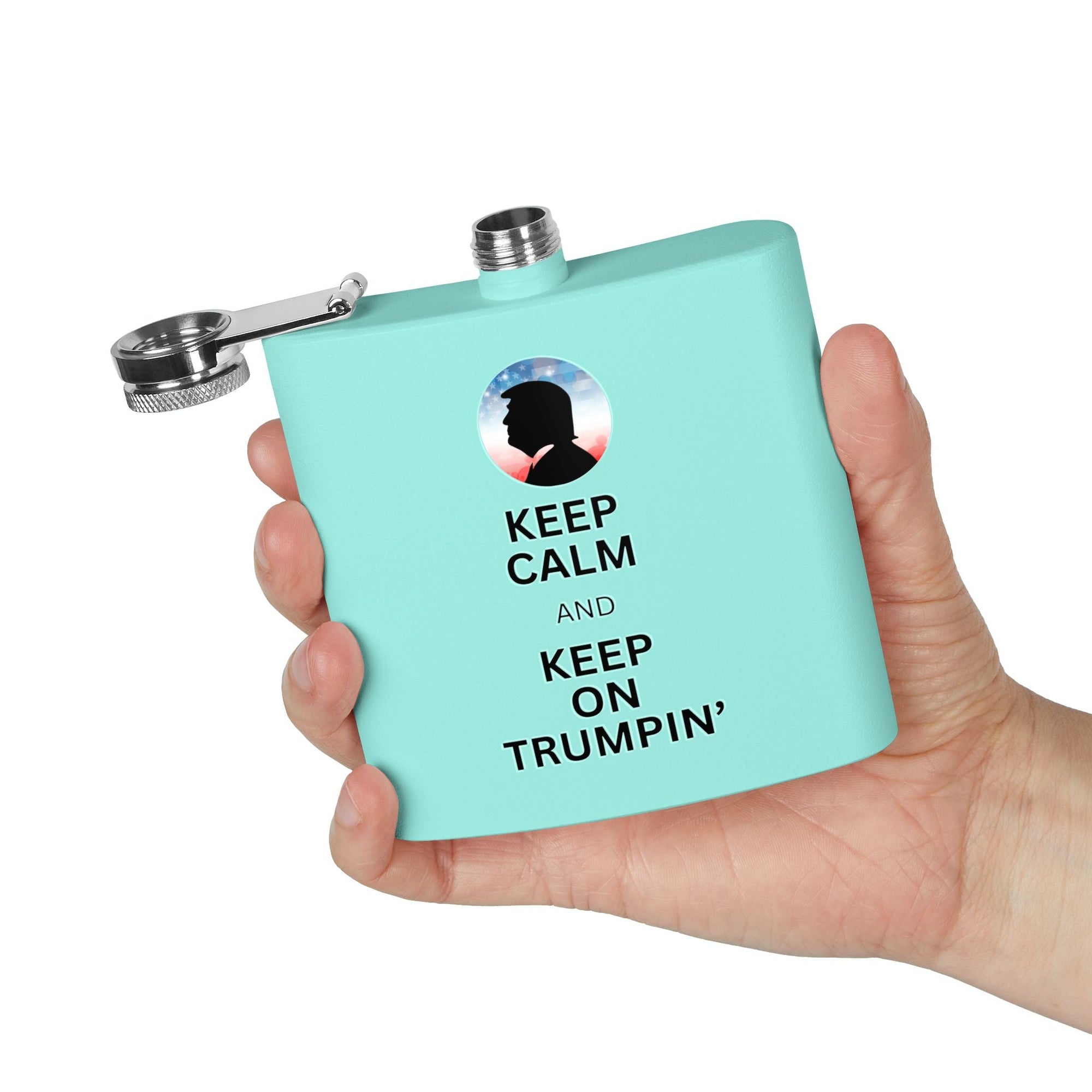Keep Calm & Keep Trumpin' Flask - 6oz Stainless Steel Flask for Celebrations Printify