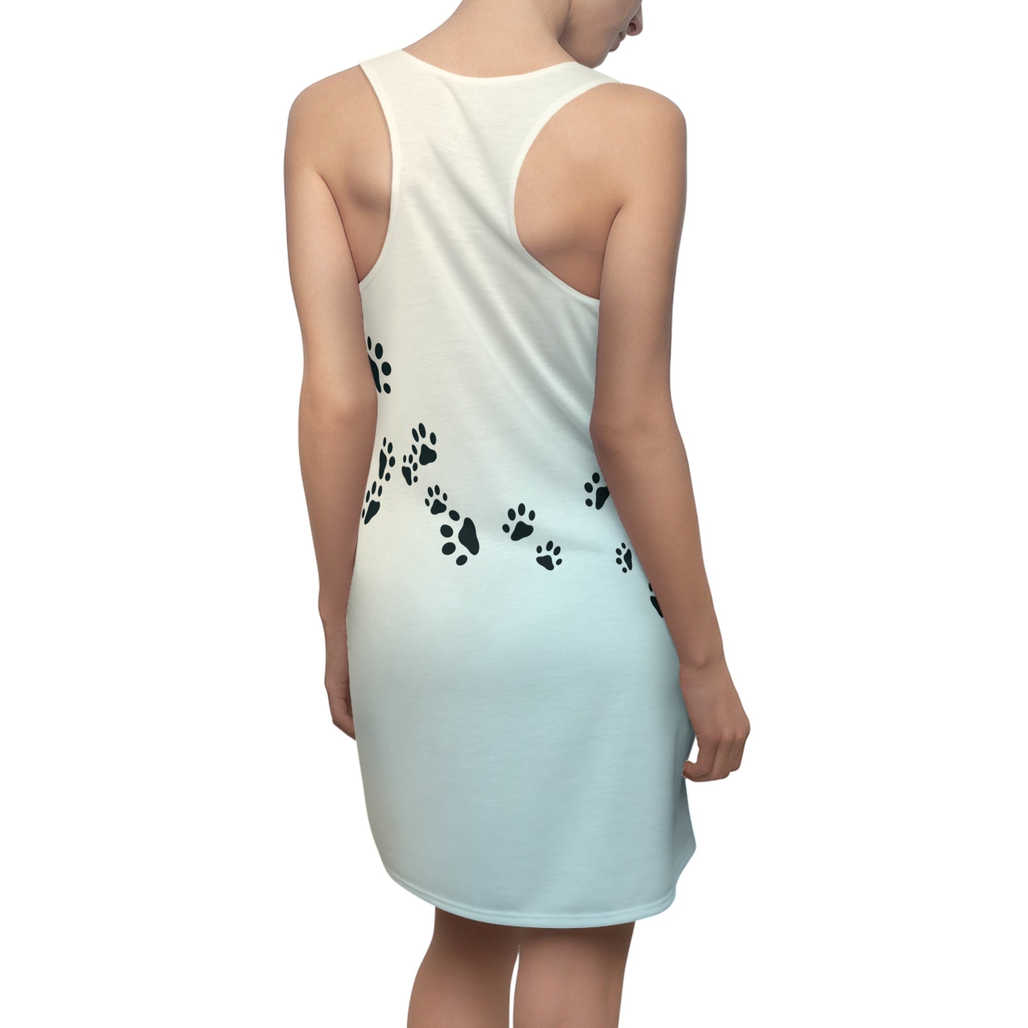 Women's Racerback Dress with Paw Print Design - Casual & Fun Pet Lovers' Apparel Printify