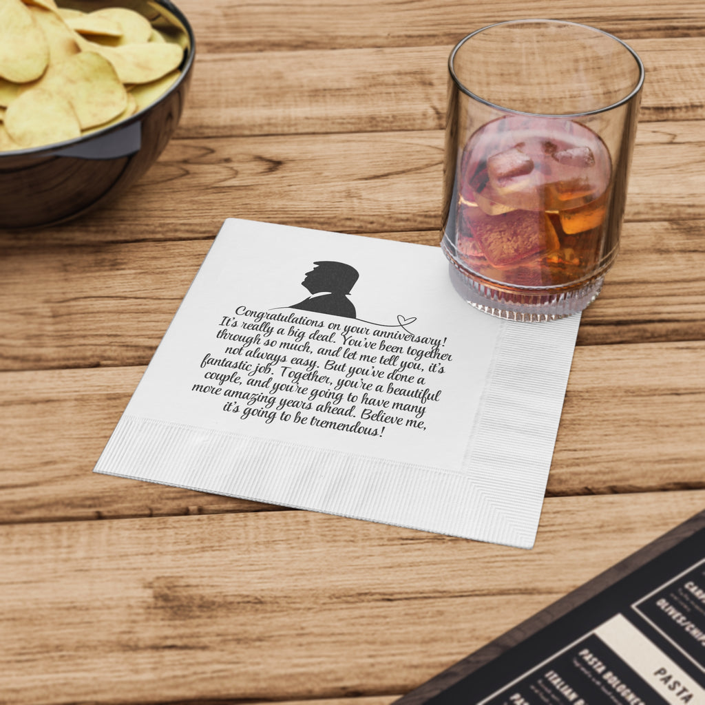 Trump Anniversary Wishes White Coined Napkins