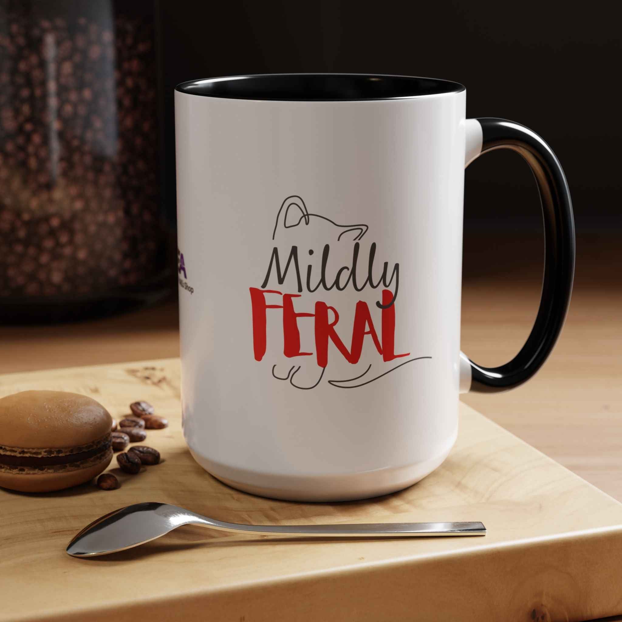 Mildly Feral Cat Accent Mug – Funny Cat Lover Coffee Mug (11oz/15oz)