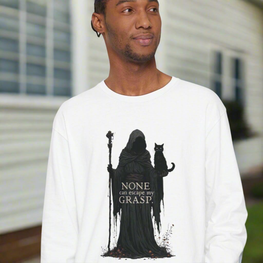 Grim Reaper with Cat Long Sleeve T-Shirt