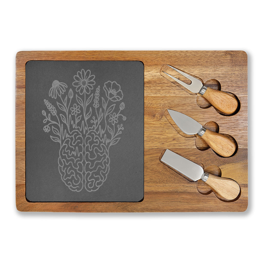 Electric Wildflower Epilepsy Awareness Acacia and Slate Charcuterie Board