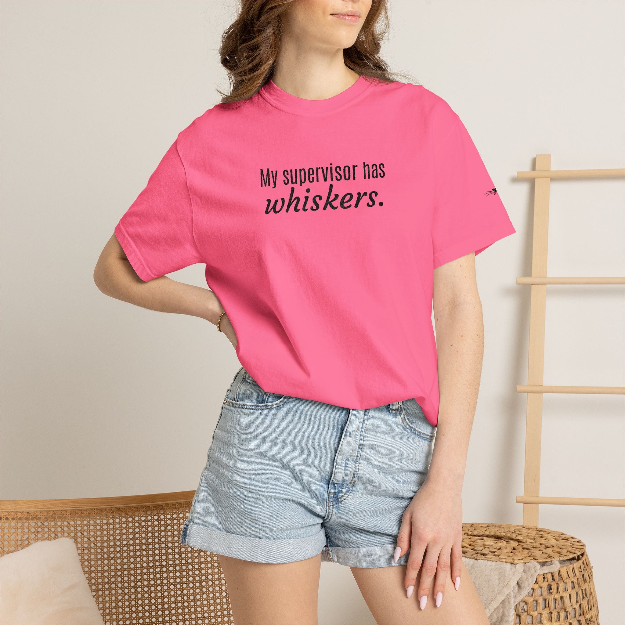 My Supervisor Has Whiskers Embroidered Comfort Colors T-Shirt