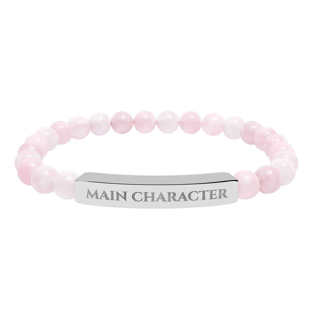Main Character Natural Stone Engraved Bar Bracelet