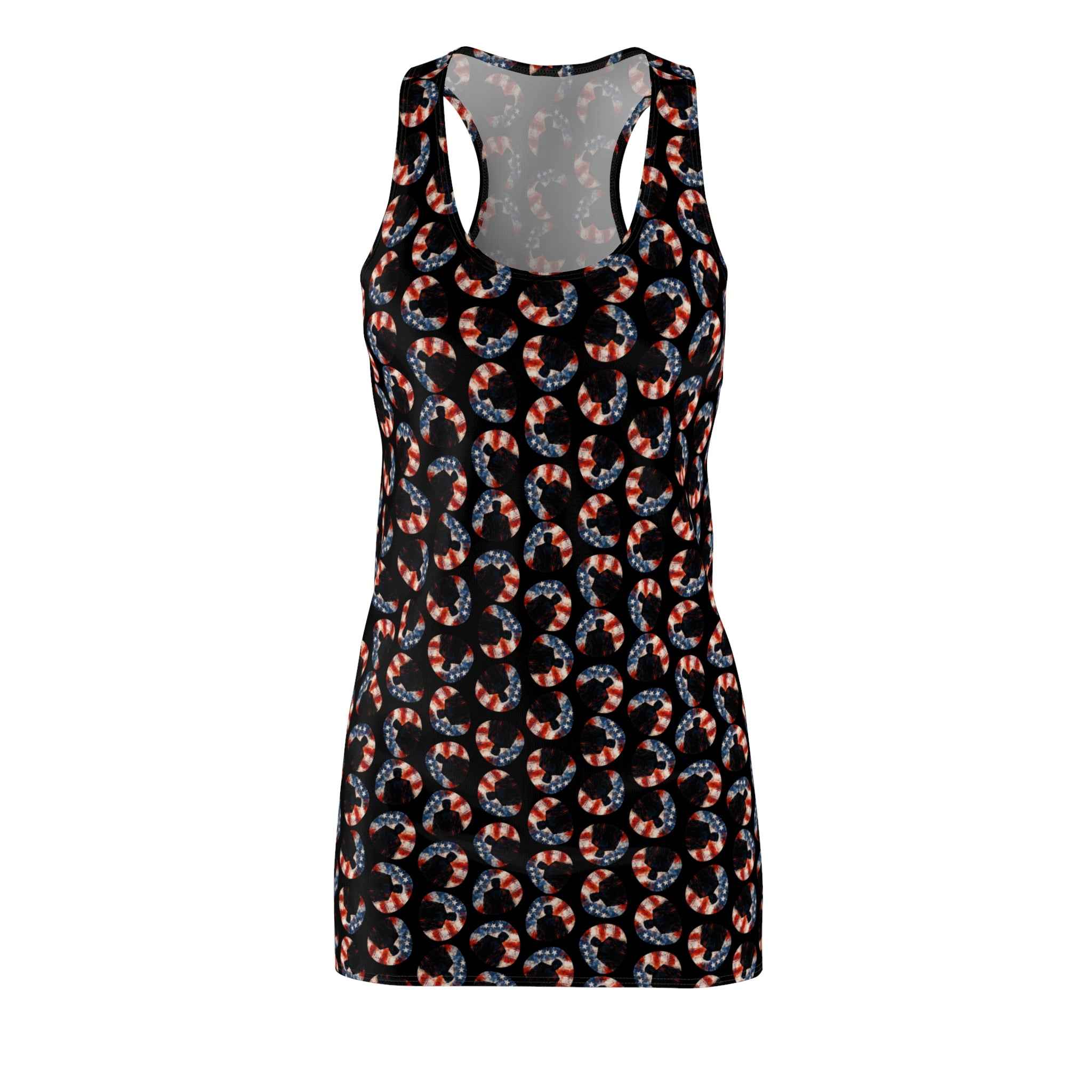 Stars & Stripes Crescent Racerback Dress – Patriotic Athletic Tank Dress