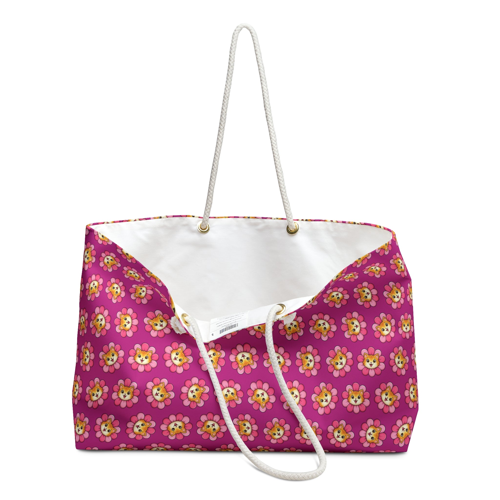 Pink Cat Blossom Weekender Bag | Playful Statement Travel Tote