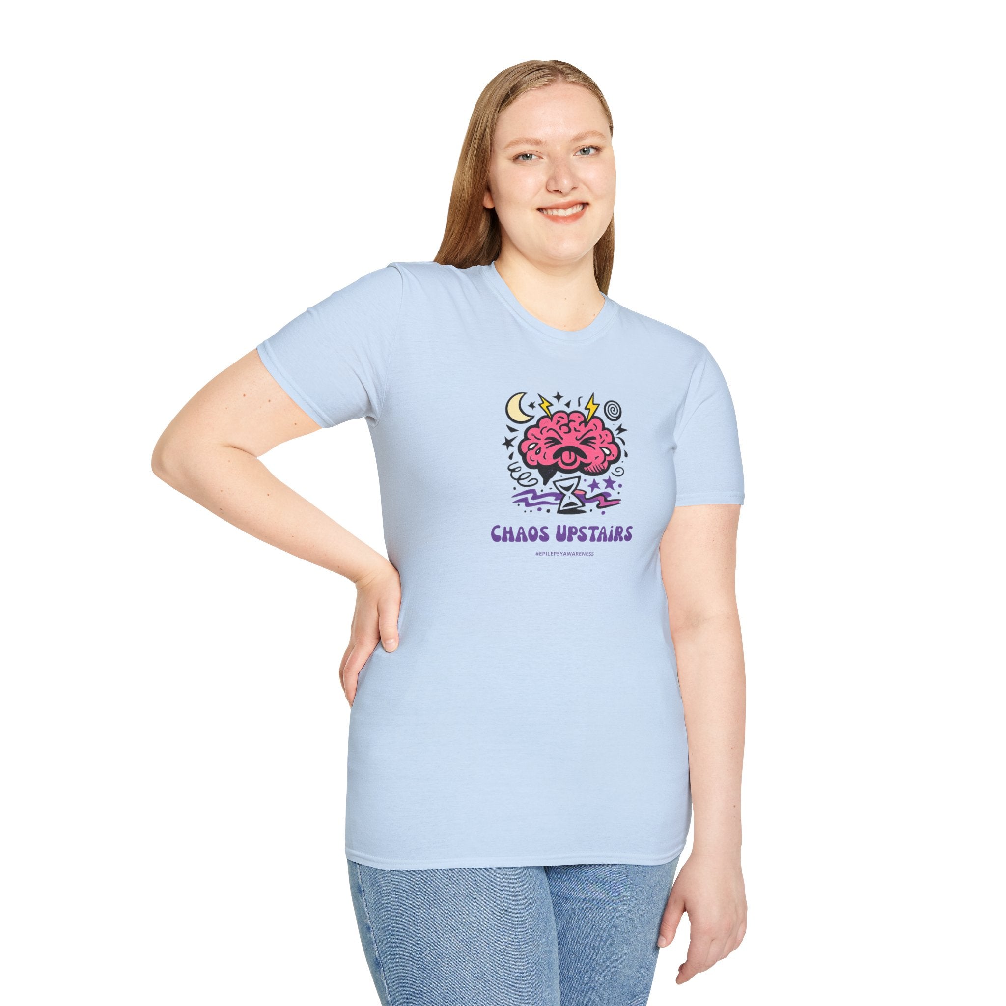 Chaos Upstairs Epilepsy Awareness T-Shirt | Funny Neurostrong Brain Graphic Tee