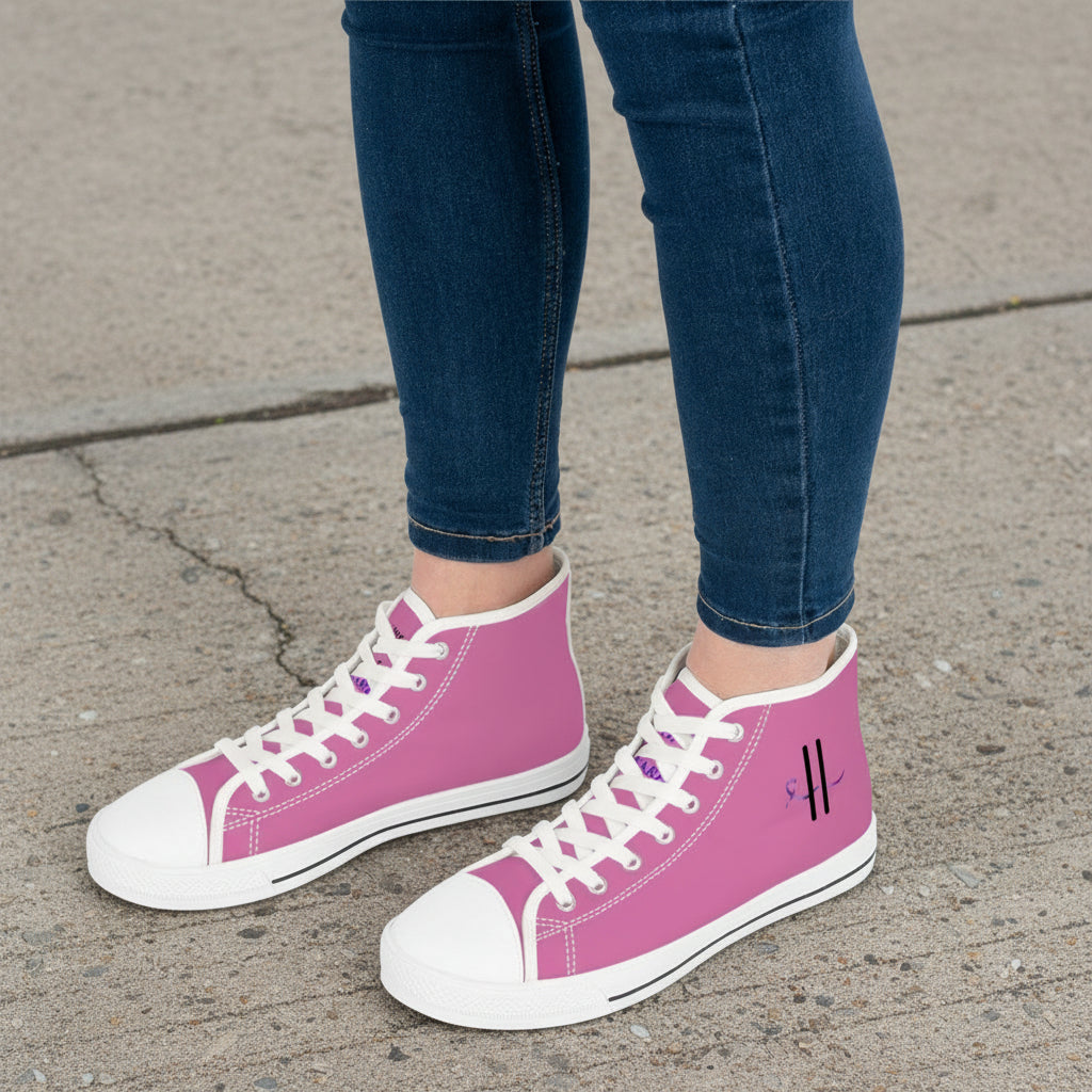 Pause & Play Women’s High-Top Sneakers | Epilepsy Awareness Edition (Pink & White)