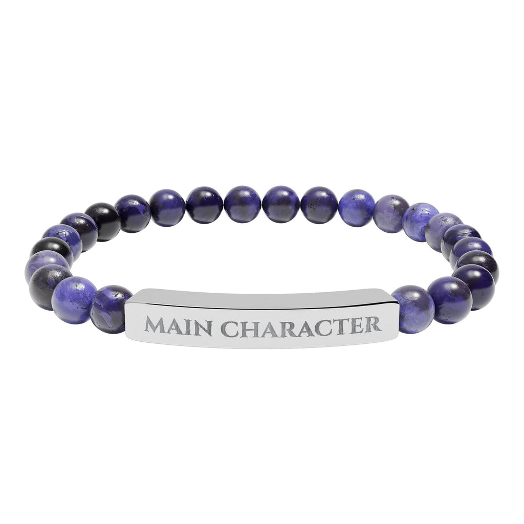 Main Character Natural Stone Engraved Bar Bracelet