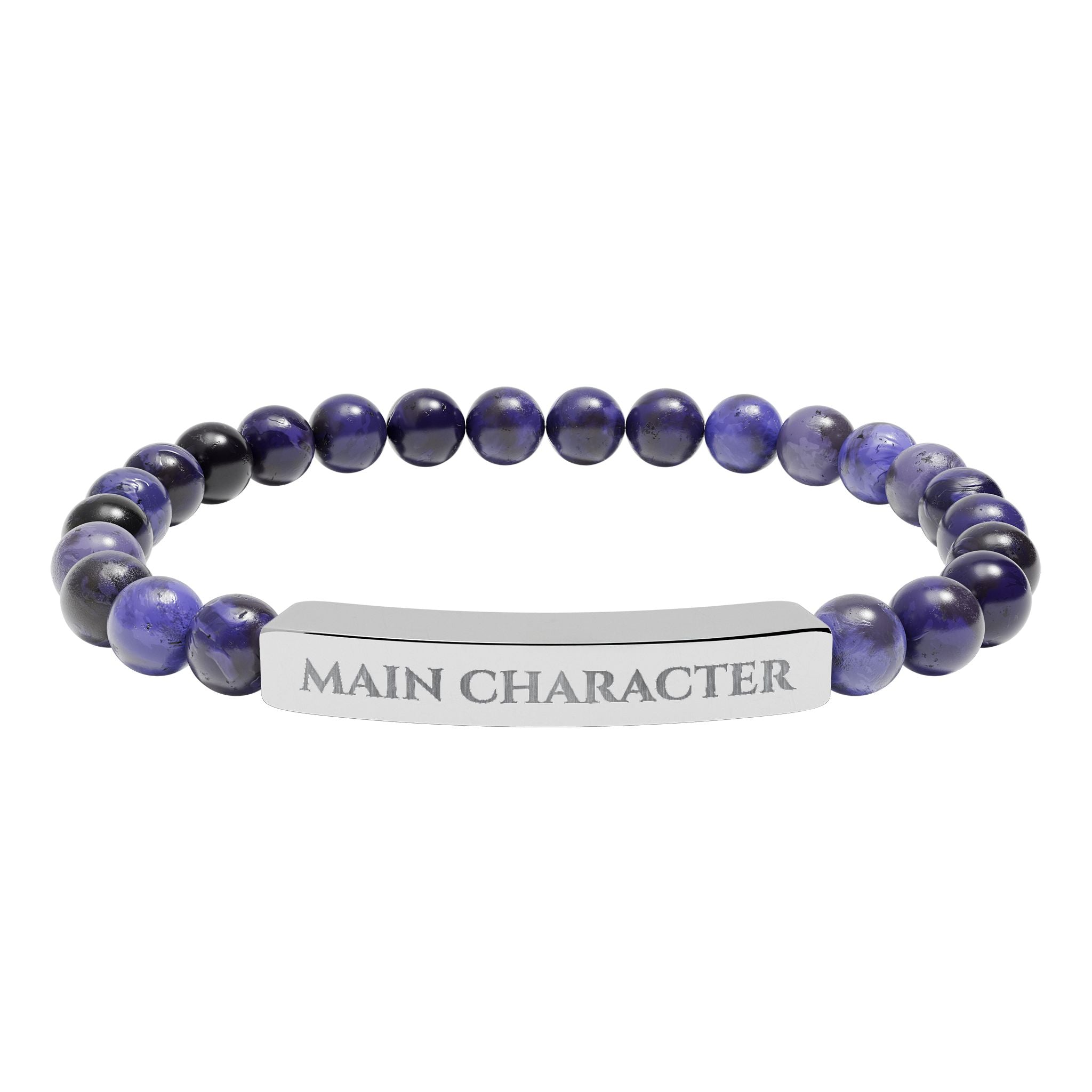 Main Character Natural Stone Engraved Bar Bracelet