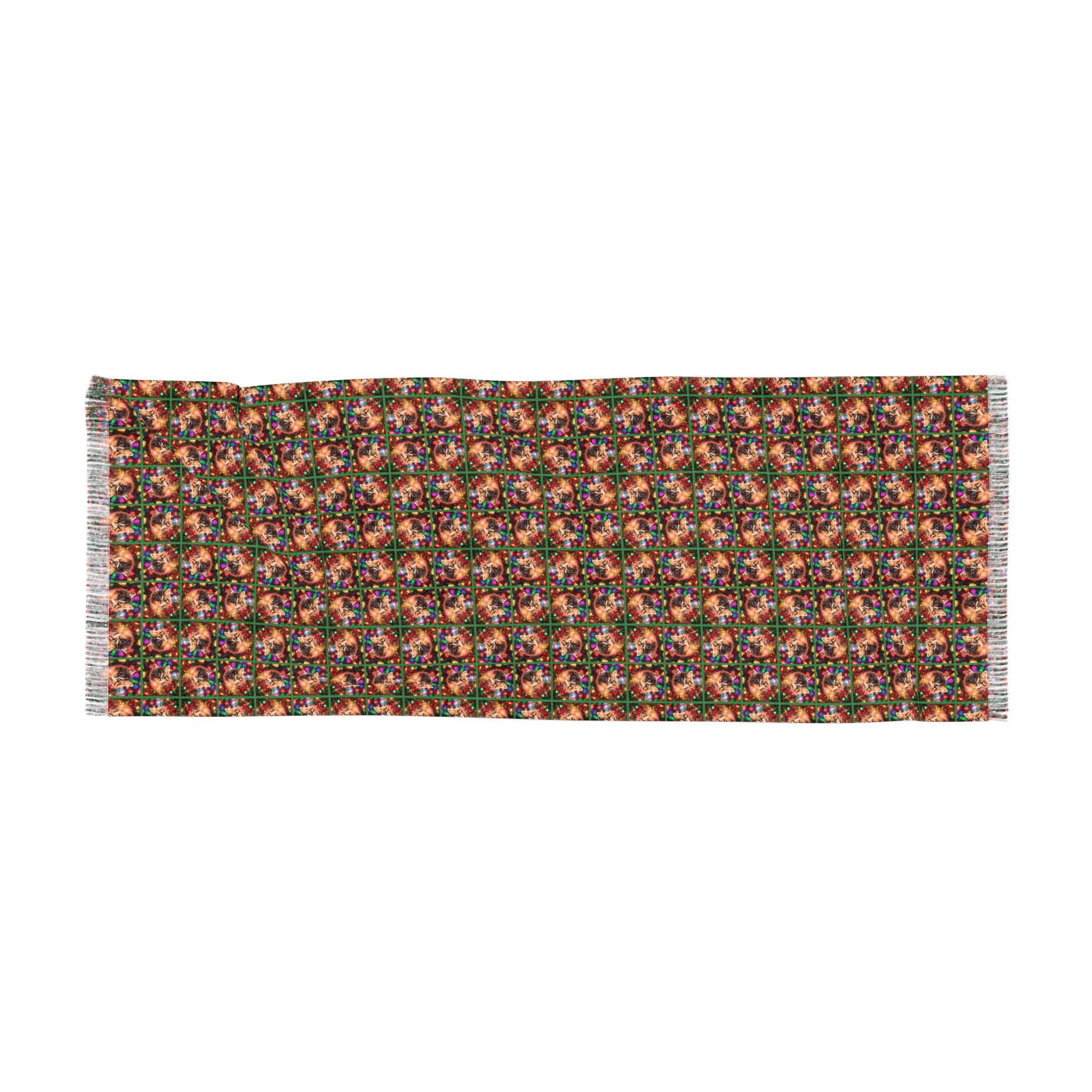 Photo depicting the ​Christmas Lights Kitty Light Scarf from EpiAl's Shop.