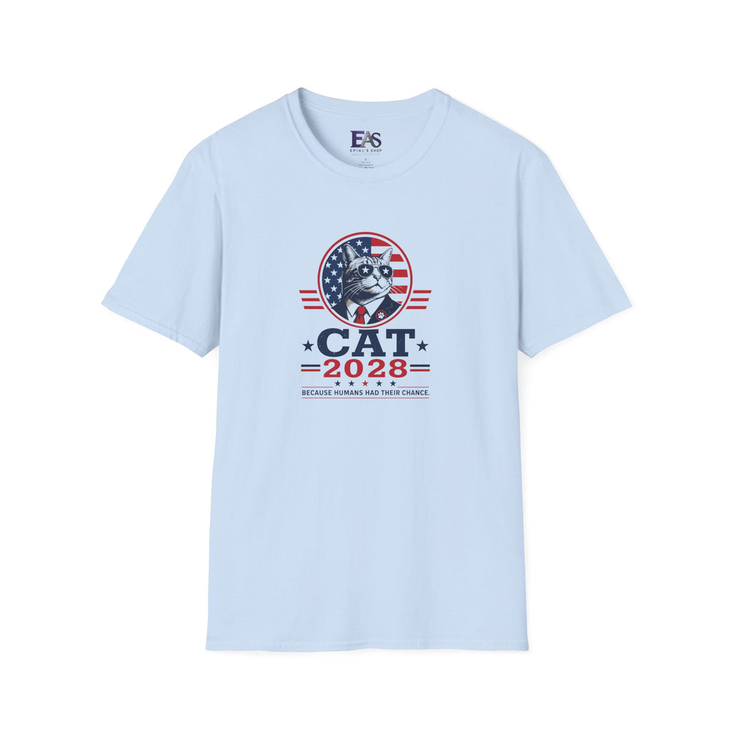 CAT 2028 T-Shirt | Because Humans Had Their Chance Funny Cat Campaign Tee