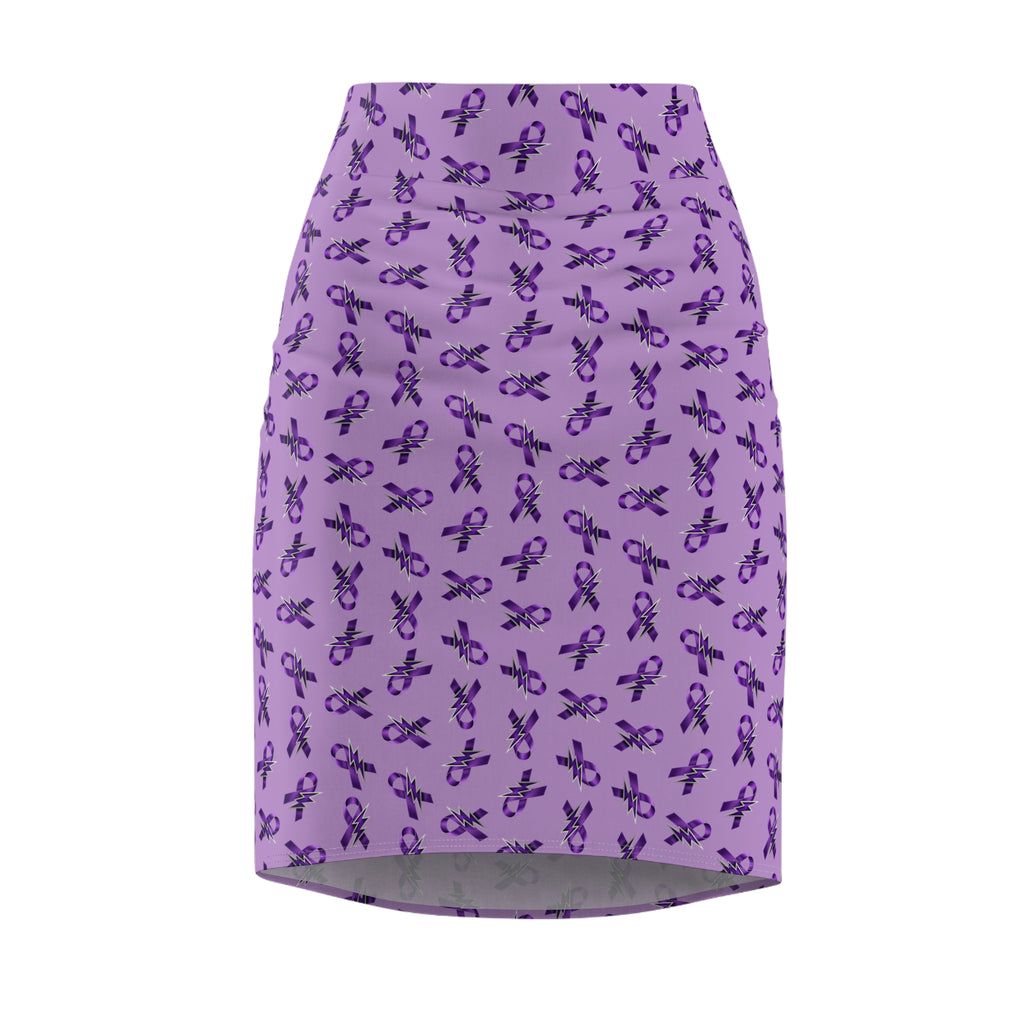Purple Ribbon and Lightning Epilepsy Awareness Pencil Skirt