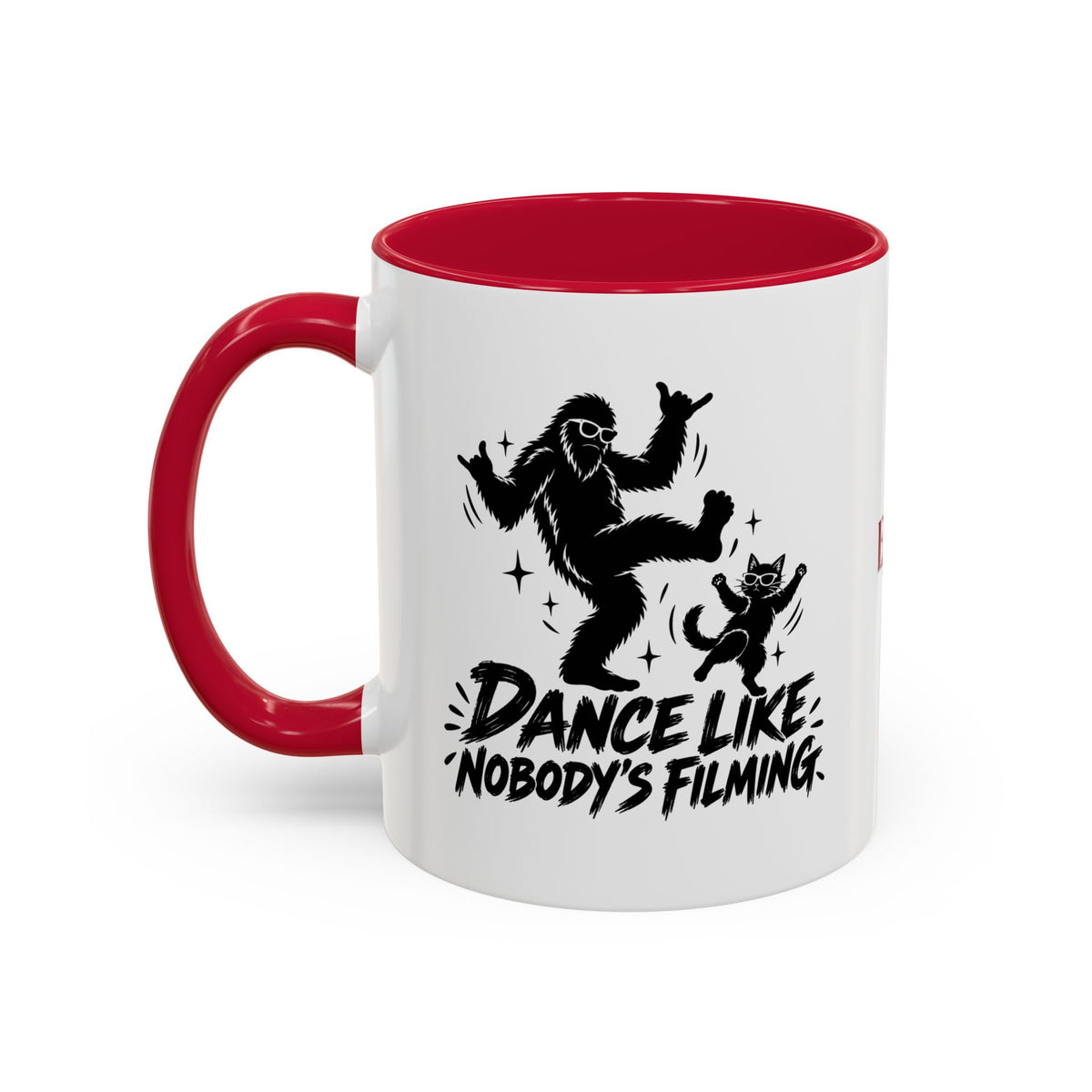 Dance Like Nobody's Filming | Funny Bigfoot & Cat Coffee Mug (11oz/15oz)