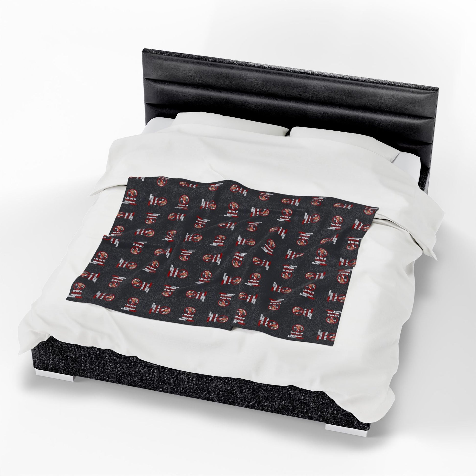 Cozy Velveteen Plush Blanket – Americans Against Trump Design Printify