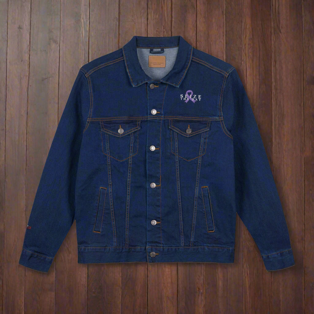 Seize the Day Epilepsy Awareness Embroidered Denim Jacket