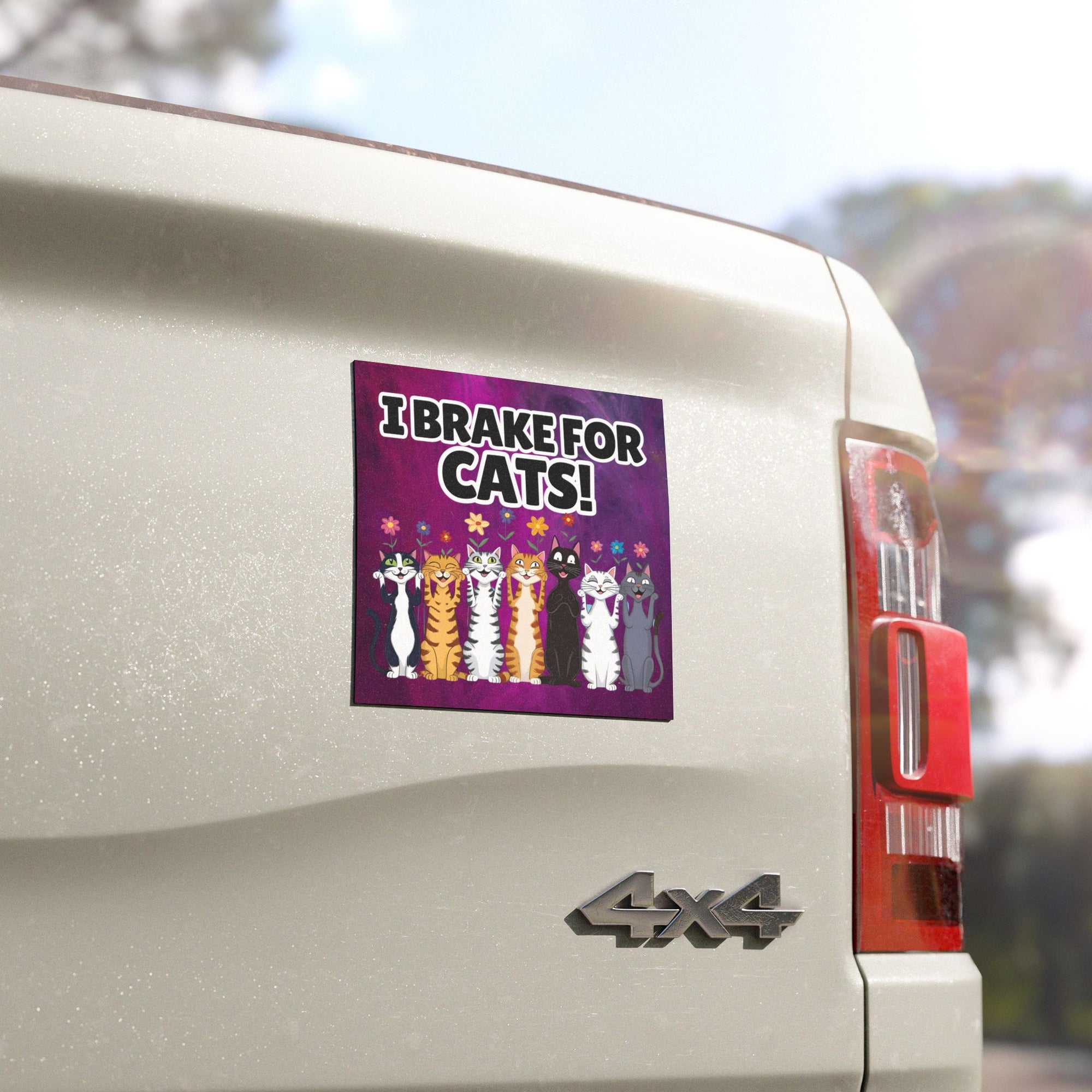 "I Brake for Cats" Funny Cat Car Magnet