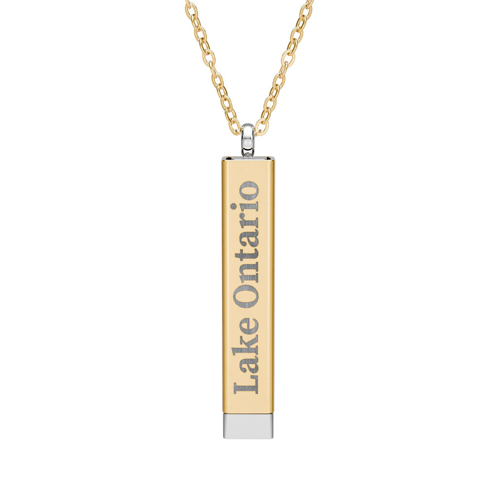 Lake Ontario / Lake America, Apparently Hidden Message Sliding Bar Necklace