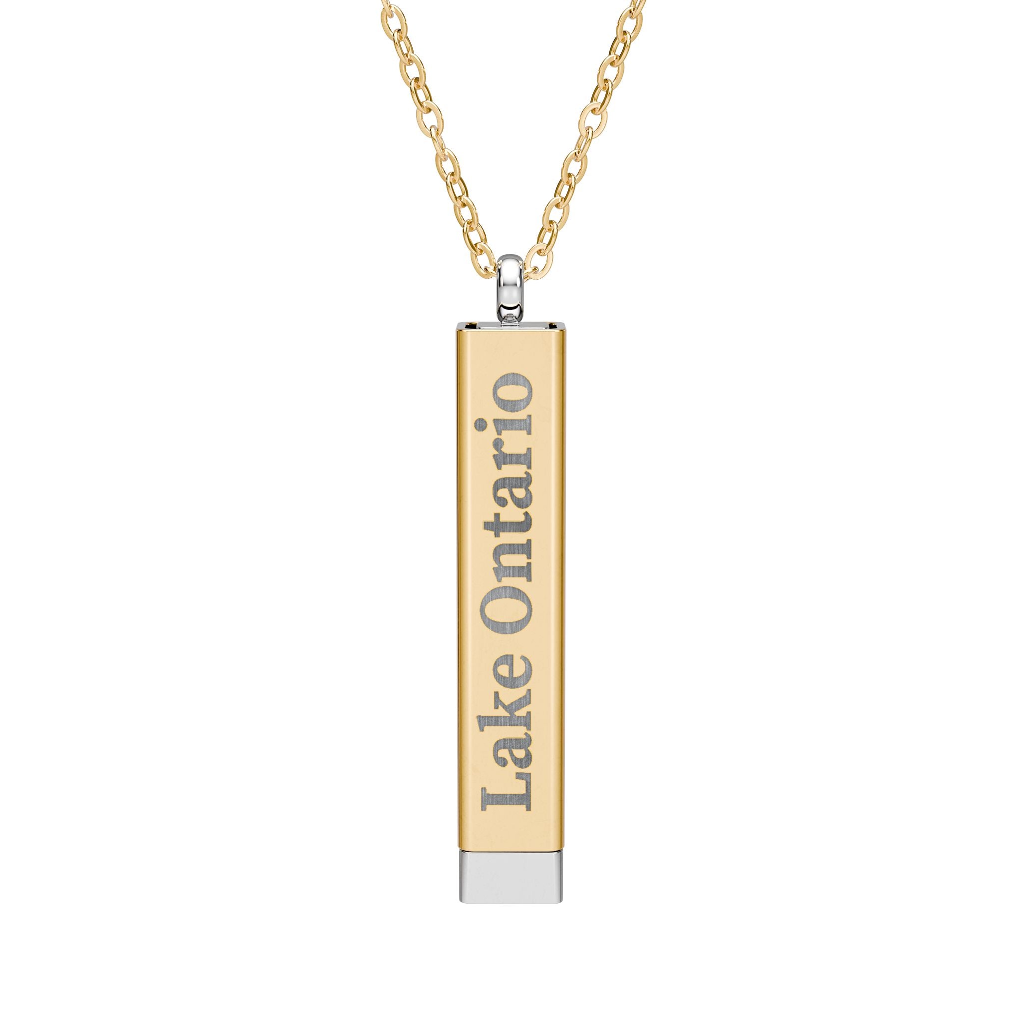 Lake Ontario / Lake America, Apparently Hidden Message Sliding Bar Necklace