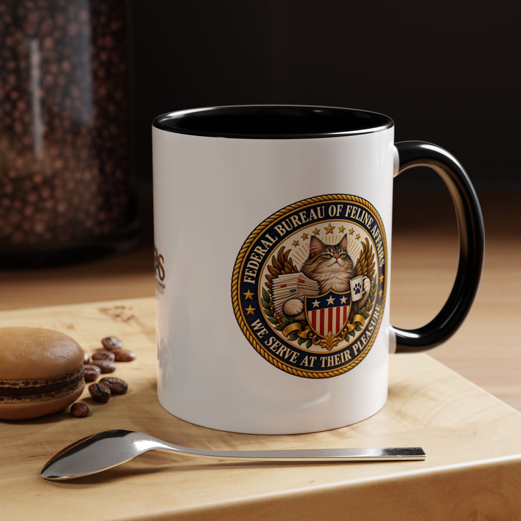 Federal Bureau of Feline Affairs Mug | Funny Cat Government Parody Coffee Cup | 11oz & 15oz