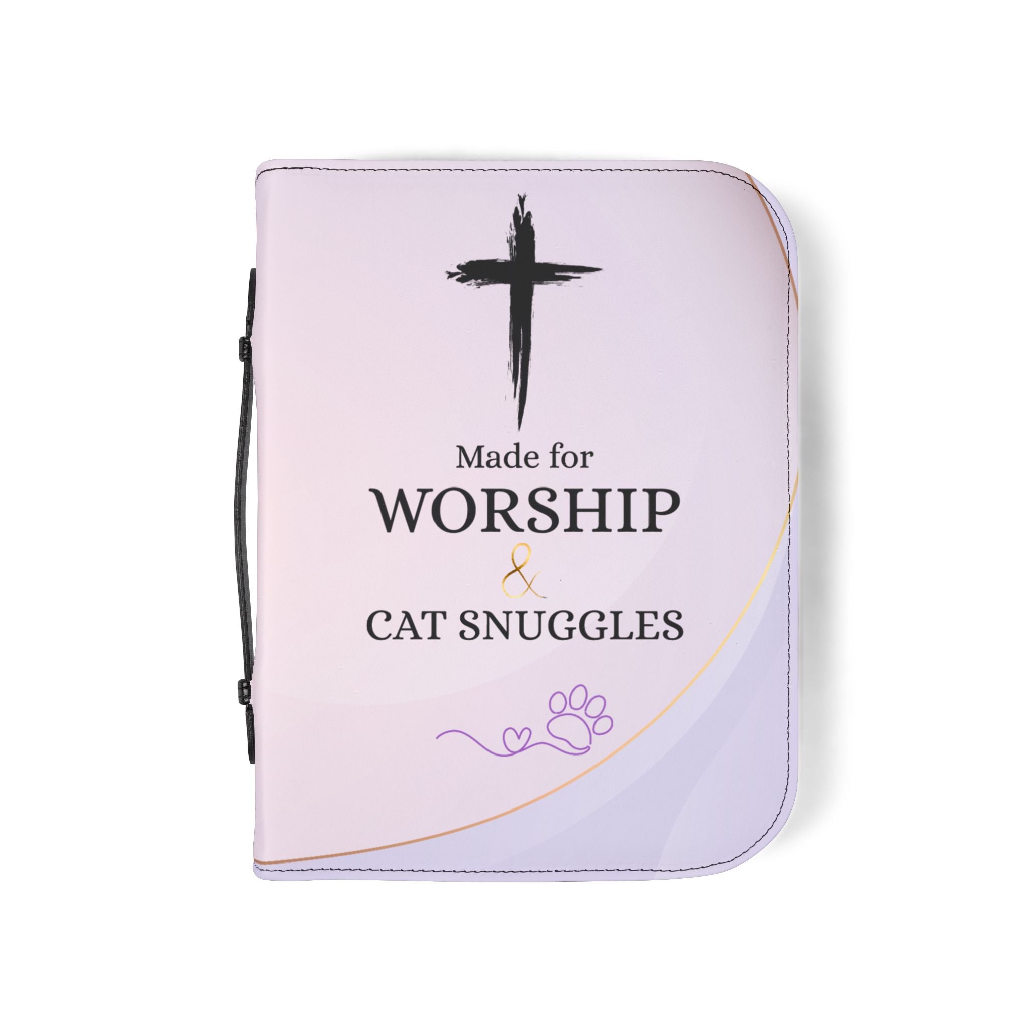 Made for Worship & Cat Snuggles Bible Cover | Christian Cat Lover Zippered Bible Case