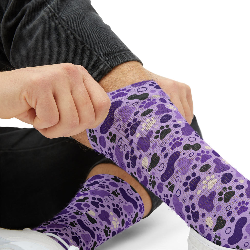 Purple Paws Cat Lover Crew Socks for Cat Ladies
