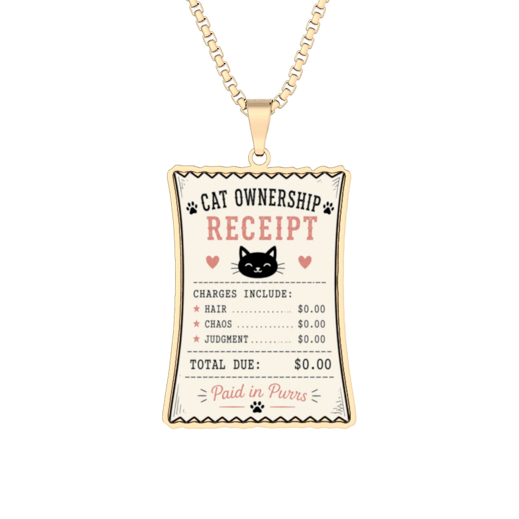Cat Ownership Receipt Necklace | Paid in Purrs Jewelry
